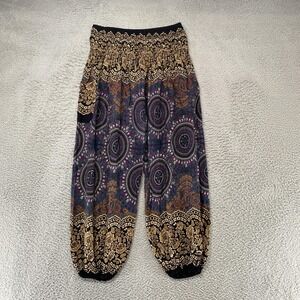 Bangkok Harem Pants Womens Plus Size Paisley Boho Elastic Waist Cuffed
